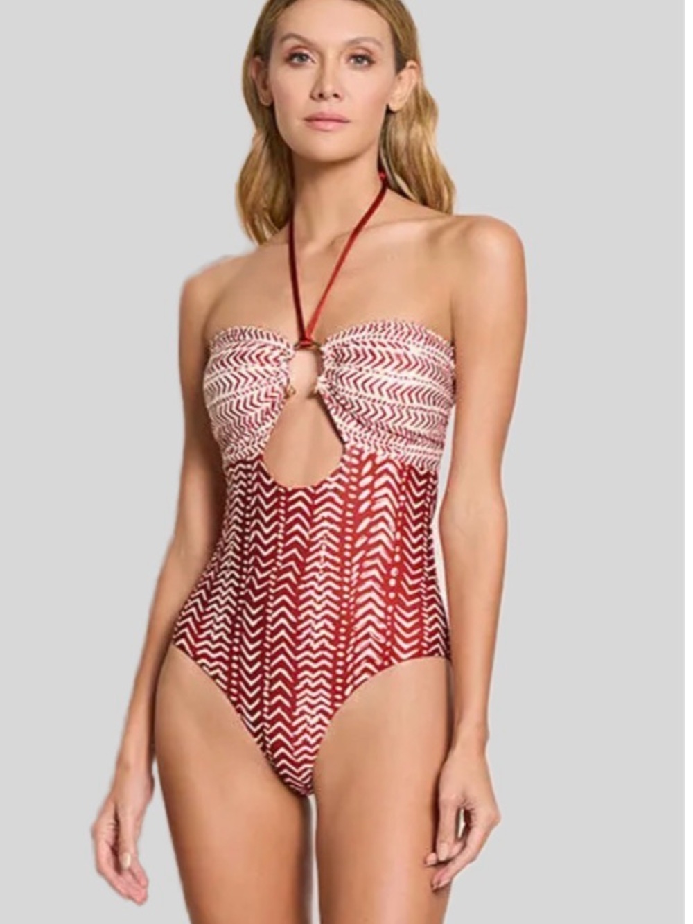 Costa Linda Souls of the Desert Reversible Rust Red and White One-Piece Swimsuit